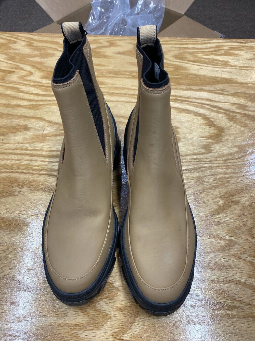 Sorel Brex Chelsea Boots Women 9 Beige Leather Pull On Waterproof LL6060-253 S49